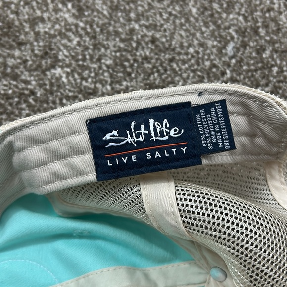 Salt Life Teal and Beige Trucker Hat - Picture 3 of 5